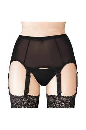 KOEMCY Femme Porte Jarretelle Dentelle Jarretelle Taille Haute Jarretières sans Couture avec 6 Réglable Jarretelle Noir 1,M 