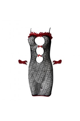 GilRu Chemise de Nuit Sexy à Bretelles séduisantes pour Femmes avec Lingerie Sexy évidée Robe Lingerie Sexy Black, One Size 