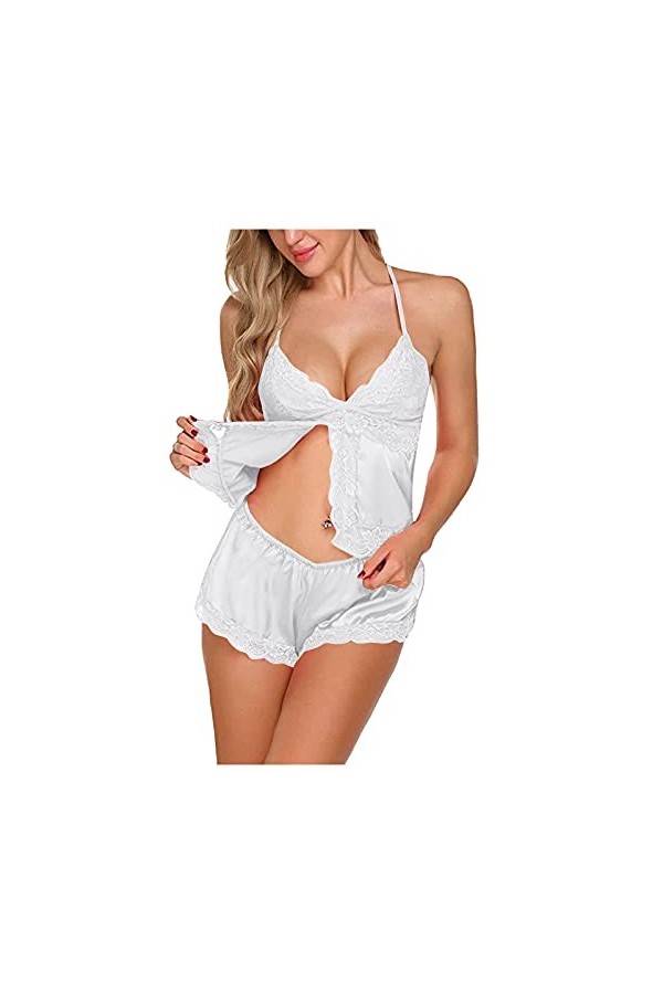 sous-Vetements Femme 2 Pièce Vêtements De Nuit Sexy Lingerie Sexy Ensemble Erotique Ensemble Soutien Gorge et String Dentelle