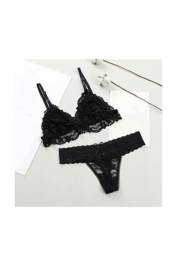 Zannycn Lingerie sexy pour femme, Noir , M