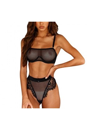 Culotte de Lingerie Sexy en Dentelle pour Femmes Culotte Transparente en Maille Lingerie Sexy Lingerie Fine Black, S 