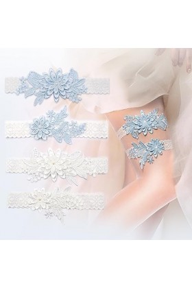 RAFIYU 2 paires jarretière mariage，4 pièces jarretière de mariée pour mariage，4 Pcs jarretière de mariage，bleu élastique jarr