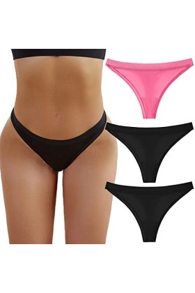 String Femme en Pur Coton et Soie Tanga Taille Haute Culottes Couleur Unie Shorts Coupe Confortable Coquine Hot Coton Tangas 