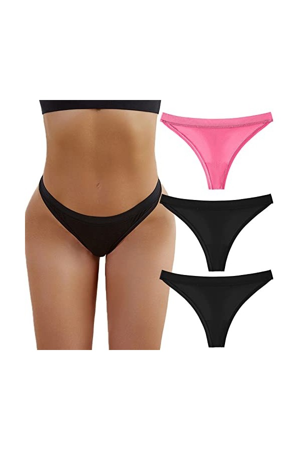 String Femme en Pur Coton et Soie Tanga Taille Haute Culottes Couleur Unie Shorts Coupe Confortable Coquine Hot Coton Tangas 