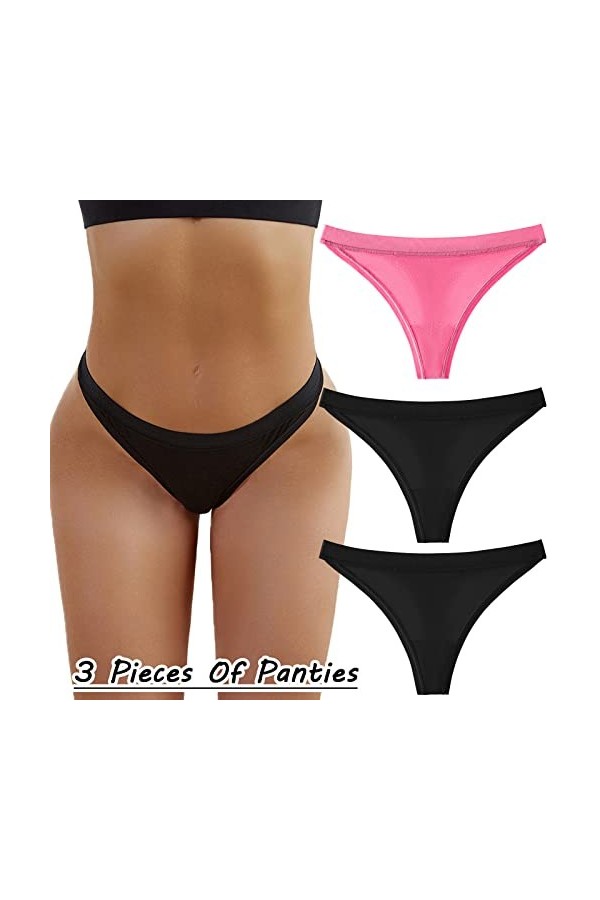 String Femme en Pur Coton et Soie Tanga Taille Haute Culottes Couleur Unie Shorts Coupe Confortable Coquine Hot Coton Tangas 