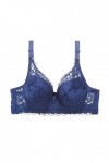 Femmes Sexy Dentelle rassemblée Soutien-Gorge Sangles réglables Coupe du Sein sous-vêtements Slip Enfant Coton Blue, 100C 