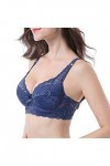 Femmes Sexy Dentelle rassemblée Soutien-Gorge Sangles réglables Coupe du Sein sous-vêtements Slip Enfant Coton Blue, 100C 