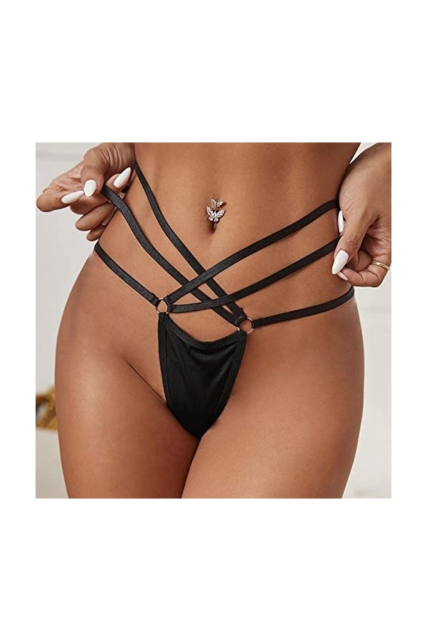 KEIZHUONIQIU String et T-Back Tangas Femmes Erothique Slip Respirant Lace Patchwork Culottes Taille Haute Couleur Uni sous-Ve