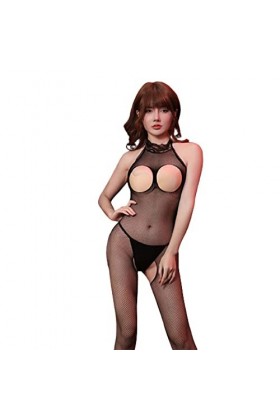 LDadgf Lingerie Sexy Creux Bas Résille Gros Bas Résille Vêtements Combinaison Ouvert Combinaison Noir Rouge Lingerie Noir, A