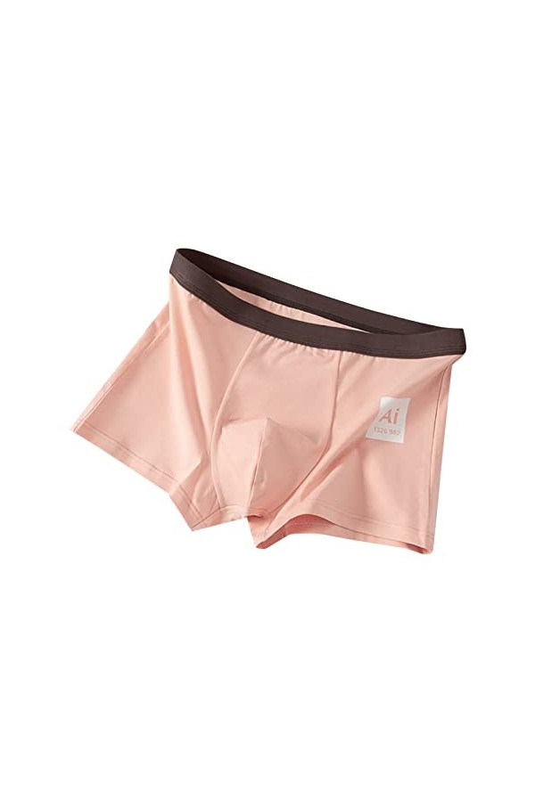 Sous-vêtements pour homme Boxer doux confortable en coton Sous-vêtements Sous-vêtements Homme Rétro, Rose, XL