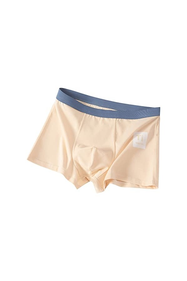 Boxer pour homme en coton doux et confortable, beige, XXXXL