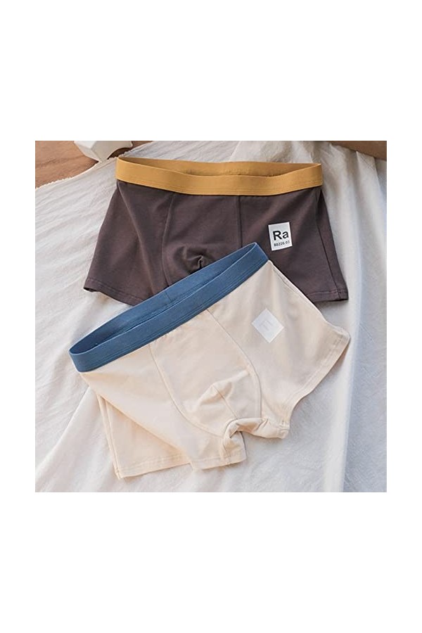 Boxer pour homme en coton doux et confortable, beige, XXXXL