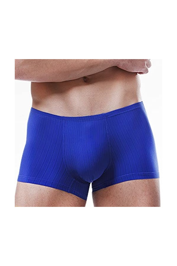 Boxer dété pour homme - En soie glacée transparente - Respirant - Taille souple - Sous-vêtement de ski - Noir, bleu, XL