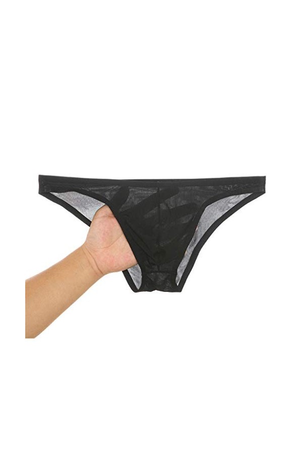 Sous-vêtement translucide simple et confortable respirant pour homme, Noir , M