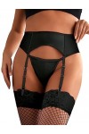 ohyeahlady Porte-Jarretelle Femme Grande Taille Ensemble Porte Jarretelles 4 Attaches Jarretelle avec String Guepiere XS-S,Ro