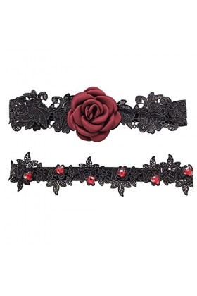 RDWESZOD Mariage Garter Set Lace Garters Ceinture pour les femmes de la mariée, Noir , L