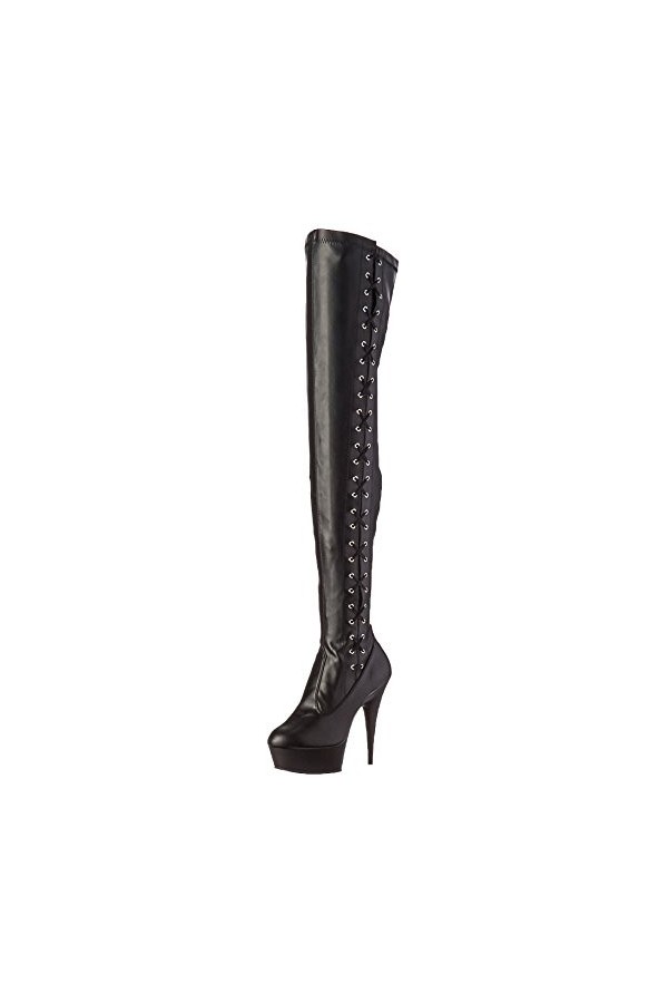 Pleaser DELIGHT-3025 Blk STR Faux Leather/Blk Matte UK 6 EU 39 