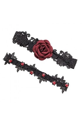 RDWESZOD Mariage Garter Set Lace Garters Ceinture pour les femmes de la mariée, Noir , L