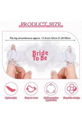 Sintege Jarretière de Mariée de Mariage Jarretière dEnterrement de Vie Blanche en Dentelle Jarretière Forme de Cœur à Plume