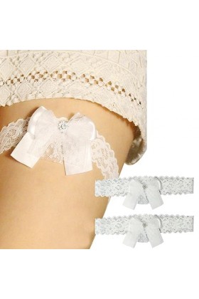 Fezf 2 PCS jarretiere Mariage jarretières élastiques jarretière Mariage jarretière de mariée en Dentelle jartiere Femme Maria