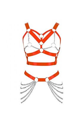 BBOHSS Harnais de corps pour femme, soutien-gorge, porte-jarretelles, élastique, réglable, pour danse, carnaval, gothique, ac