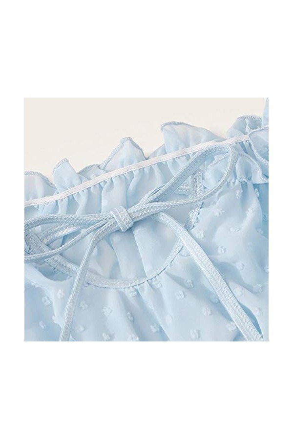 Sleepwear Underwire Femmes sous-vêtements Lingerie Muslin Tops + Briefs Maillage racé Corset Lingeries Sexy Ouverte Blue, XL