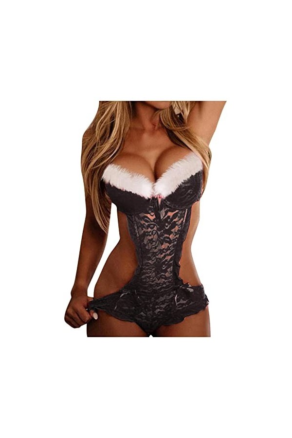 Femmes Sexy Sous-vêtements Dentelle Tedick Plonge les cils et claque lentrejambe Femme Sexy, Noir , L