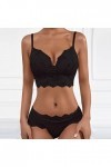 liaddkv Lingerie Femme Sexy Dentelle Crochet Décolleté Soutien-gorge Broderie et Culotte Taille Haute Push Up Ensemble Deux P