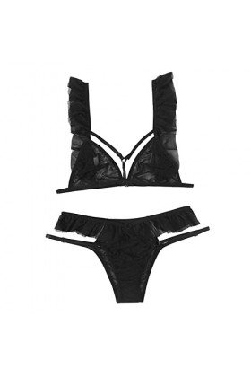 liaddkv Lingerie sexy pour femme - Lingerie sexy - Sous-vêtements de nuit - Lingerie en viscose, Noir , S