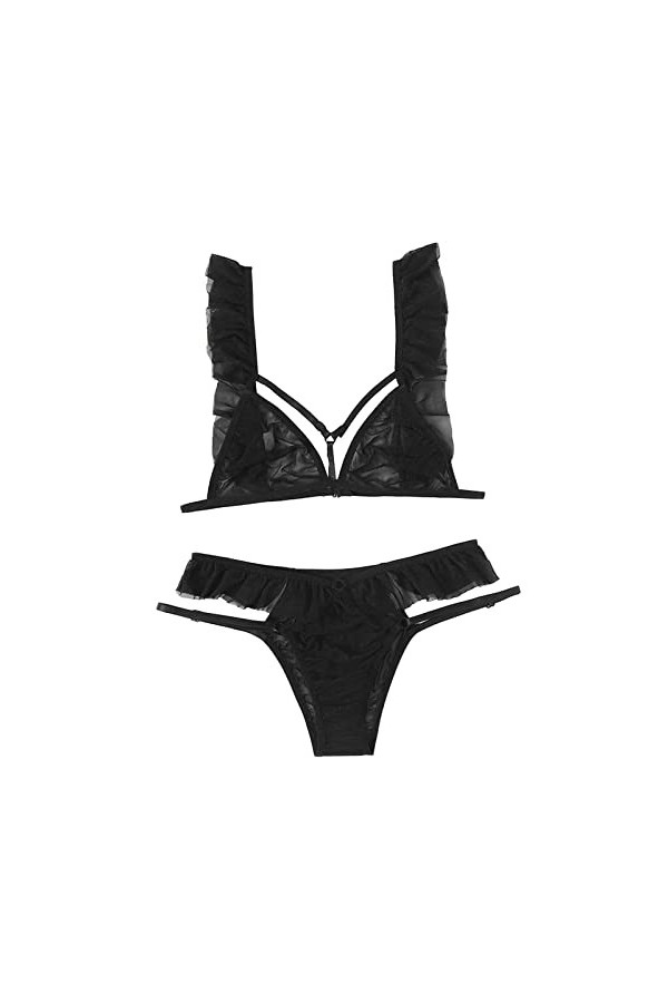 liaddkv Lingerie sexy pour femme - Lingerie sexy - Sous-vêtements de nuit - Lingerie en viscose, Noir , S