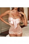 liaddkv 1 pièce Lingerie de jeu de rôle, lingerie sexy pour femme, rouge, à carreaux, en dentelle, dos nu, sous-vêtement serr