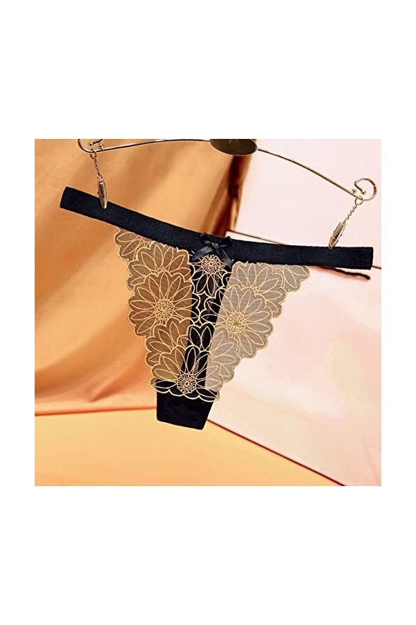 Culottes Dentelle Respirant pour Femmes Tanga String Ouvert Hot Jolie Dentelle Florale String Femme Sexy Chic Culotte Dentell