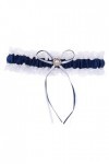 MagiDeal Jarretière Dentelle Satin Accessoires de Mariée en Fleur Élégante Décorations Mariage - Bleu marin