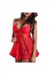 BIISDOST Femmes Lace Sexy Flower Sleepwear Dress Silks Lingerie Nightdress sous-vêtements avec Coupe Tenue Sexy Coquine Hot 