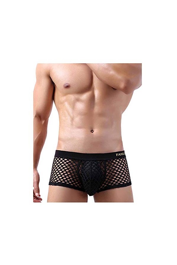 générique Hommes Strings Cuir Dos strongs Mode Hommes sous-vêtements Sexy G Strings Lingerie Vinyle Sexy Z001-Black, L 