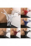 String Tangas de Femme Hot Slip Coquine Crochet Dentelle Culotte Creux Out Floral Lingerie Coton Thongs