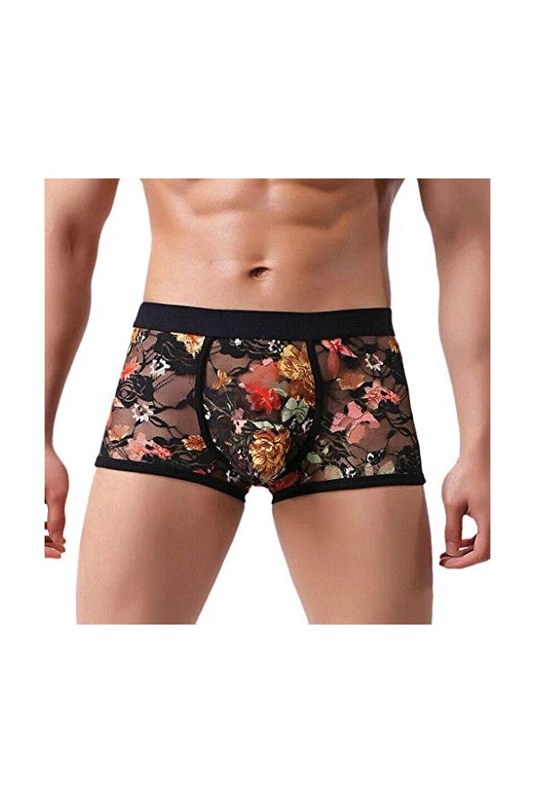 BIISDOST Lingerie Dentelle Sexy Briefs Respirants sous-vêtements Hommes Culottes de Boxe Culottes pour Hommes sous-vêtements 