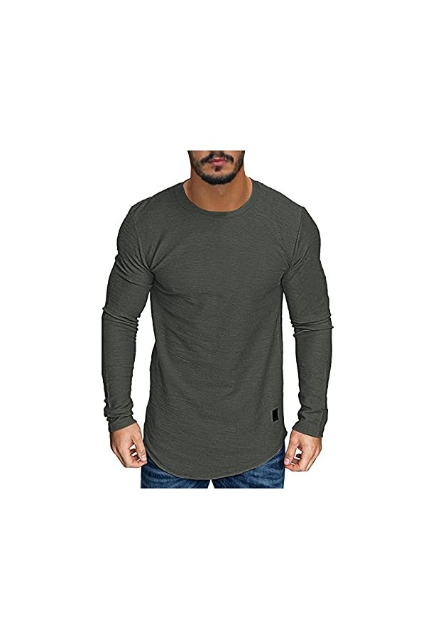 T-shirt à manches longues pour homme - T-shirt de sport - Coupe droite - Chemise de loisirs - T-shirt de baseball à manches l