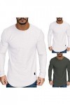 T-shirt à manches longues pour homme - T-shirt de sport - Coupe droite - Chemise de loisirs - T-shirt de baseball à manches l