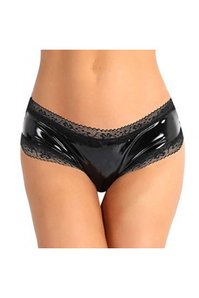 Générique Lingerie Haute Couture Plus Taille Lingerie Sexy Culotte en Cuir Femmes Dentelle Hollow Out Briefs sous-vêtements M