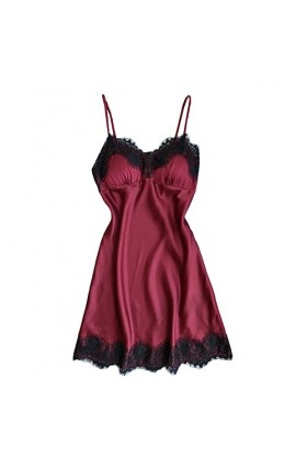 Lingerie sexy pour femme - Lingerie sexy pour femme - Robe de nuit en dentelle, rouge vin, XL