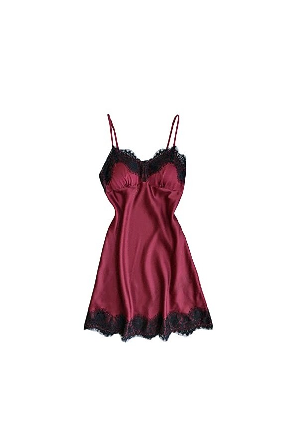 Lingerie sexy pour femme - Lingerie sexy pour femme - Robe de nuit en dentelle, rouge vin, XL