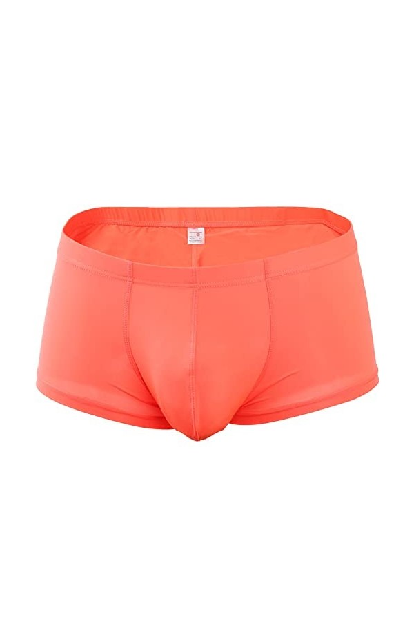 CreoQIJI Sous-vêtement court pour homme - Double couche - Imprimé rayures verticales - Séchage rapide, Orange, M