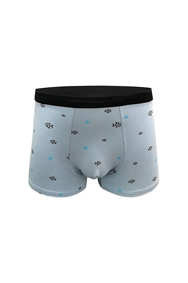 CreoQIJI Sous-vêtements homme taille 12 doux respirant en coton sexy taille moyenne boxer jeunesse boxer sans trace 3D, bleu,