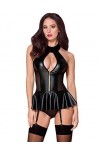 Selente Love & Fun Ensemble de lingerie séduisante 3 pièces pour femme en corset avec porte-jarretelles, slip et bandeau en s