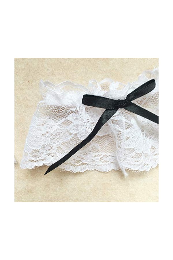 Ensemble de 3 bracelets pour femme avec dentelle florale blanche et nœud noir