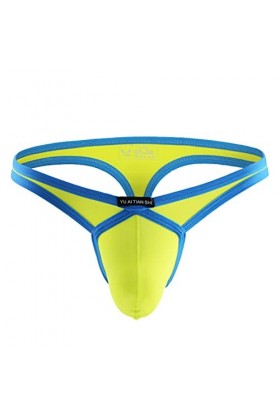 HJTY Sous-vêtements tendance pour homme - En nylon respirant - Taille basse - Couleur unie - Sexy - Slip, jaune, S