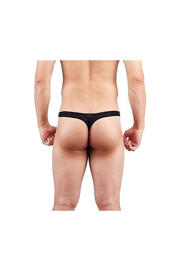 Hase Sous-vêtements sexy pour homme Confort-Sweat-Absorbant Bikini Ice Silk Cool Thong Boxer de Noël, Noir , M