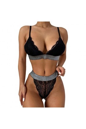 Pyjama Femme Sexy Chic Soutien-Gorge en Dentelle Creuse à Bretelles Sexy pour Femmes sous-vêtements Amusants Nuisette Sexy Fe