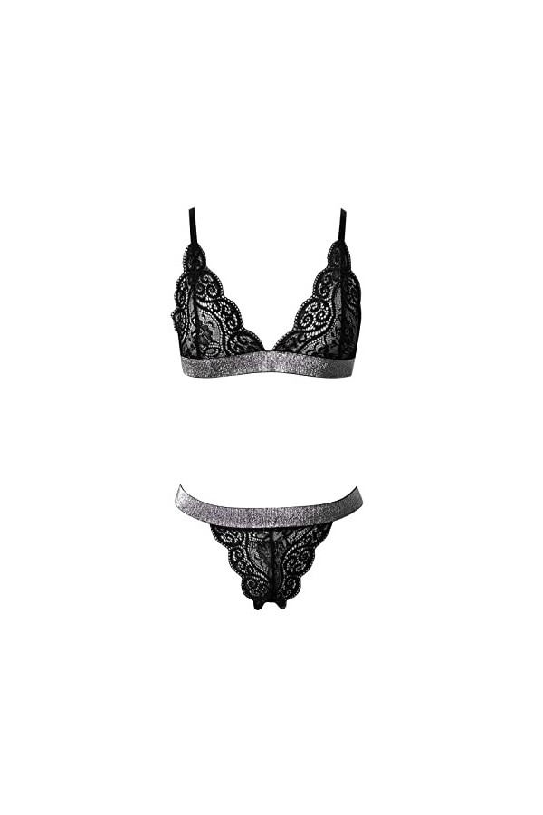 Pyjama Femme Sexy Chic Soutien-Gorge en Dentelle Creuse à Bretelles Sexy pour Femmes sous-vêtements Amusants Nuisette Sexy Fe